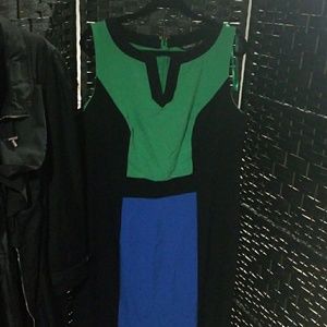 Glamour & Co Green & blue color block dress 16w
